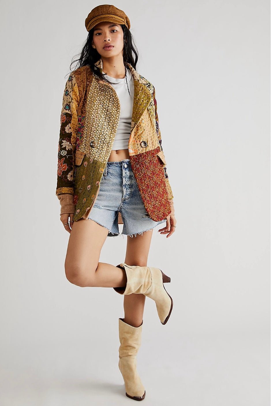 PENNY JACKET EMBROIDERED PATCHWORK X FREE PEOPLE