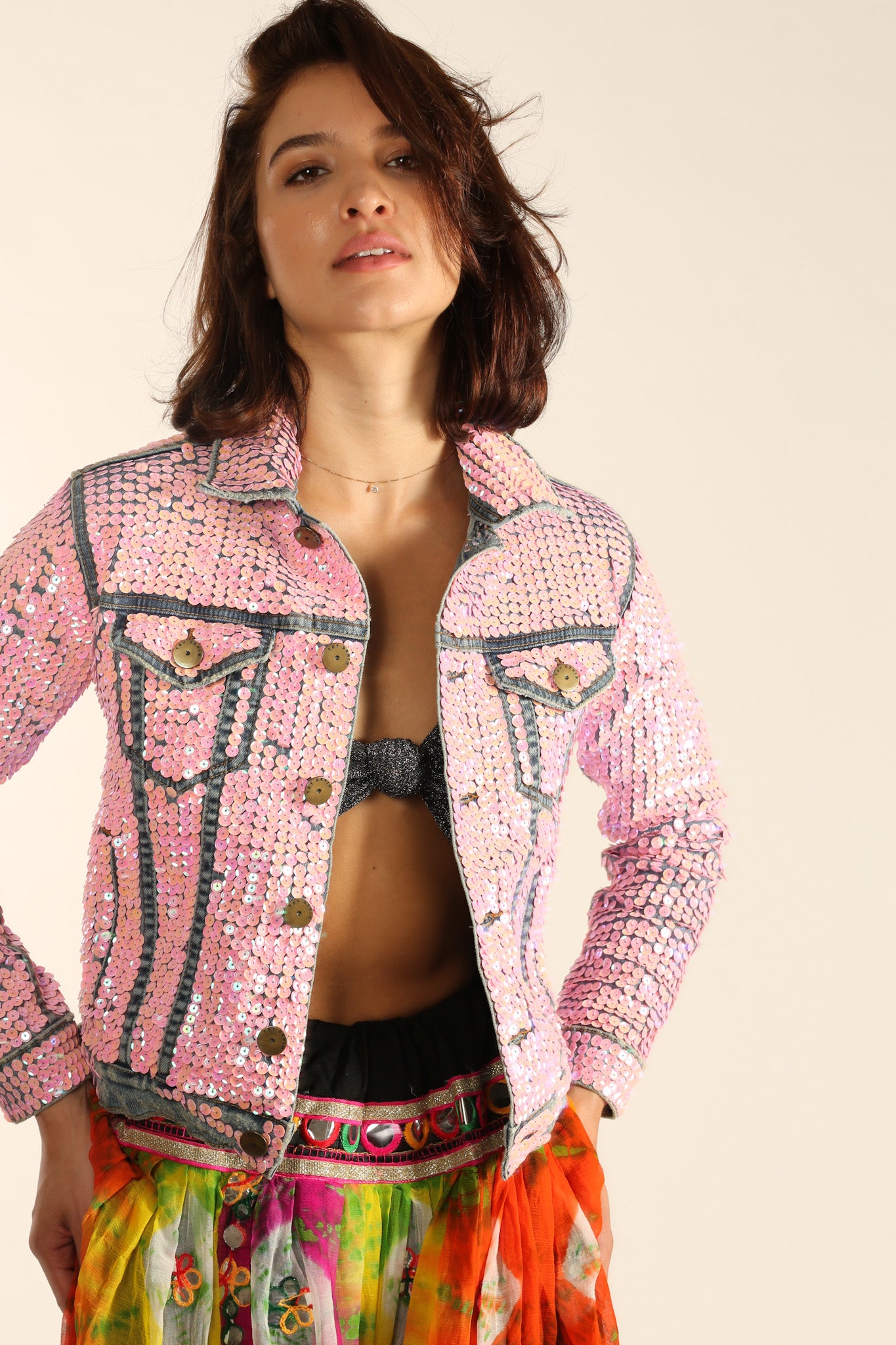 EMBROIDERED DENIM SEQUIN AMY