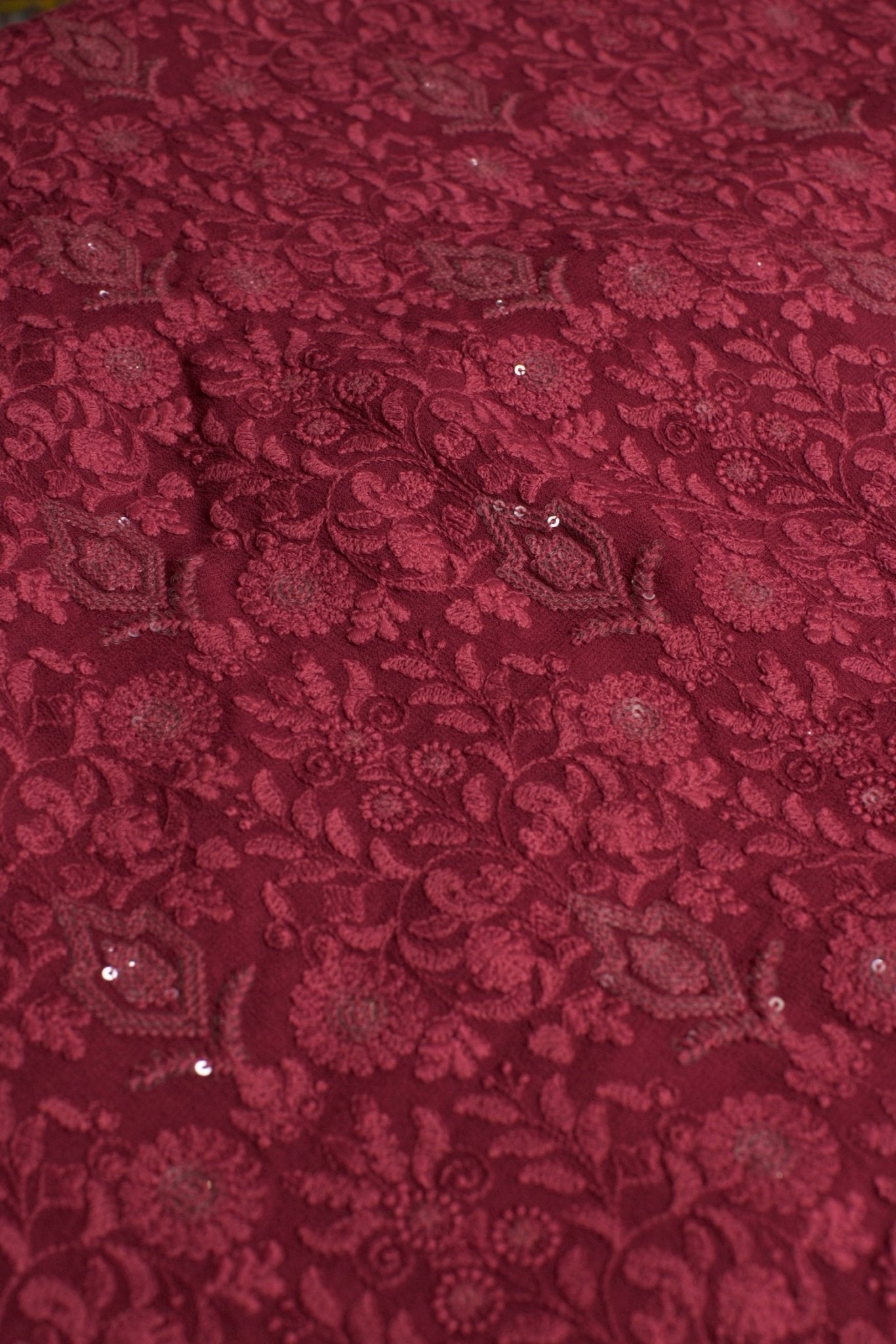 BURGUNDY EMBROIDERED VELVET B32-47