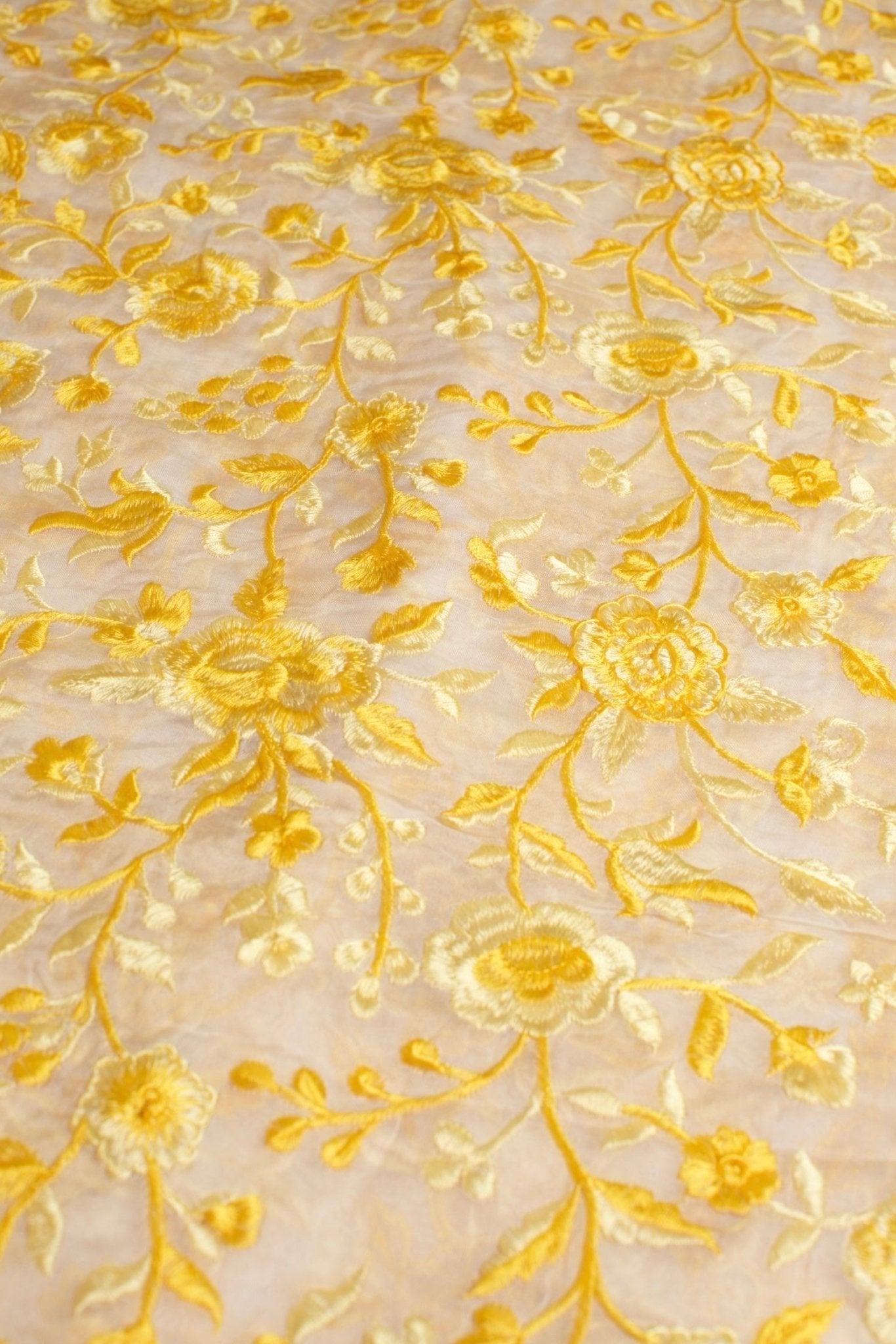 YELLOW FLOWER EMBROIDERED SILK B32-31