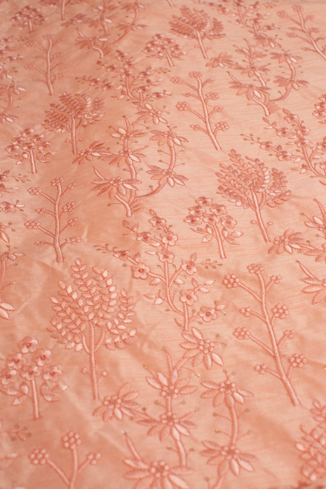 PEACH EMBROIDERED SILK B32-12