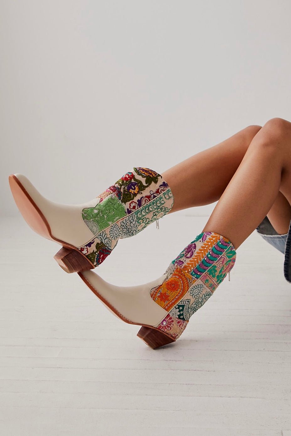 SELINA EMBROIDERED PATCHWORK BOOTS X FREE PEOPLE