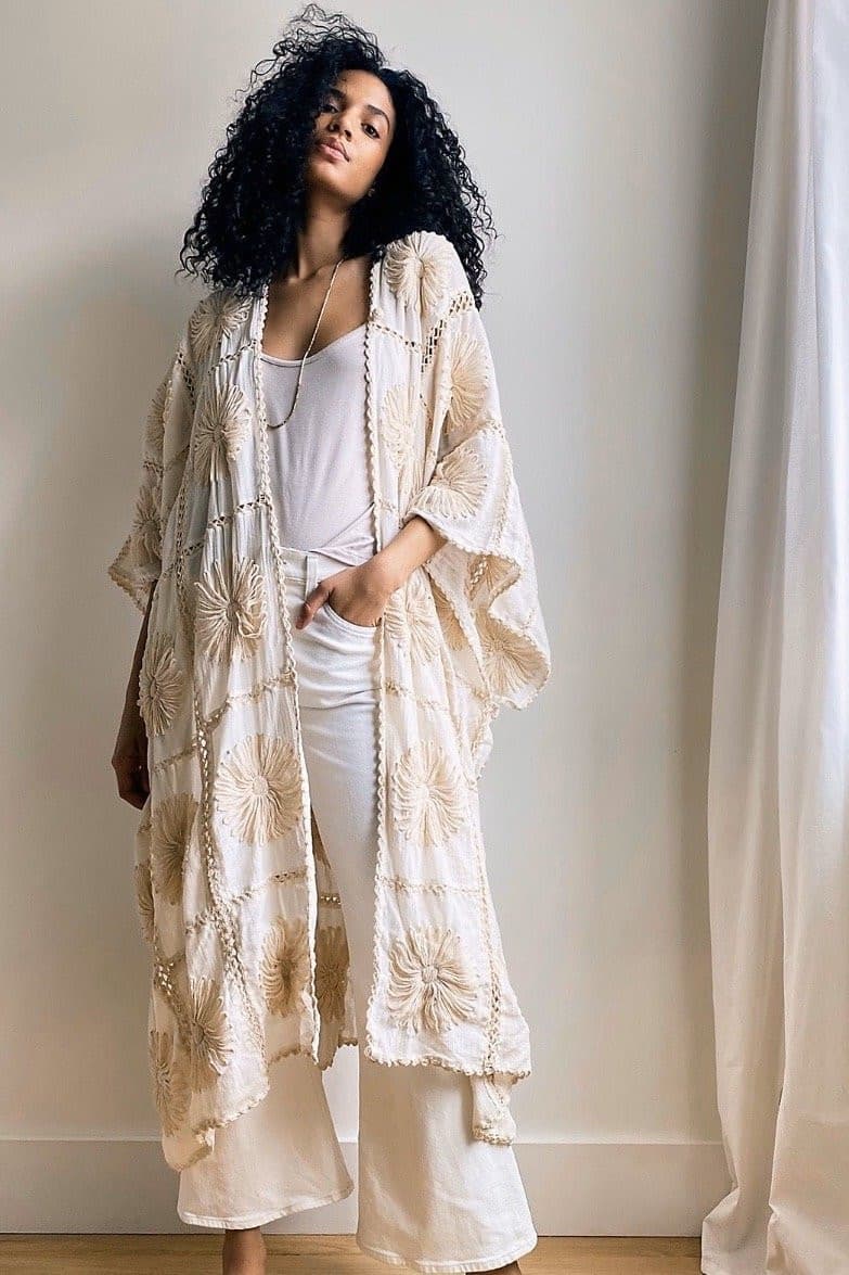 FLORA HAND CROCHET KIMONO  DUSTER