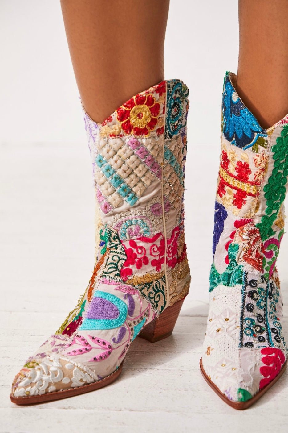 SELINA PATCHWORK WESTERN BOOTS X FREE PEOPLE