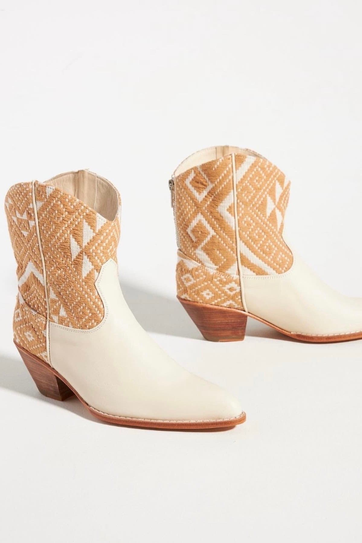 IVORY HAND WOVEN WESTERN BOOTS X ANTHROPOLOGIE
