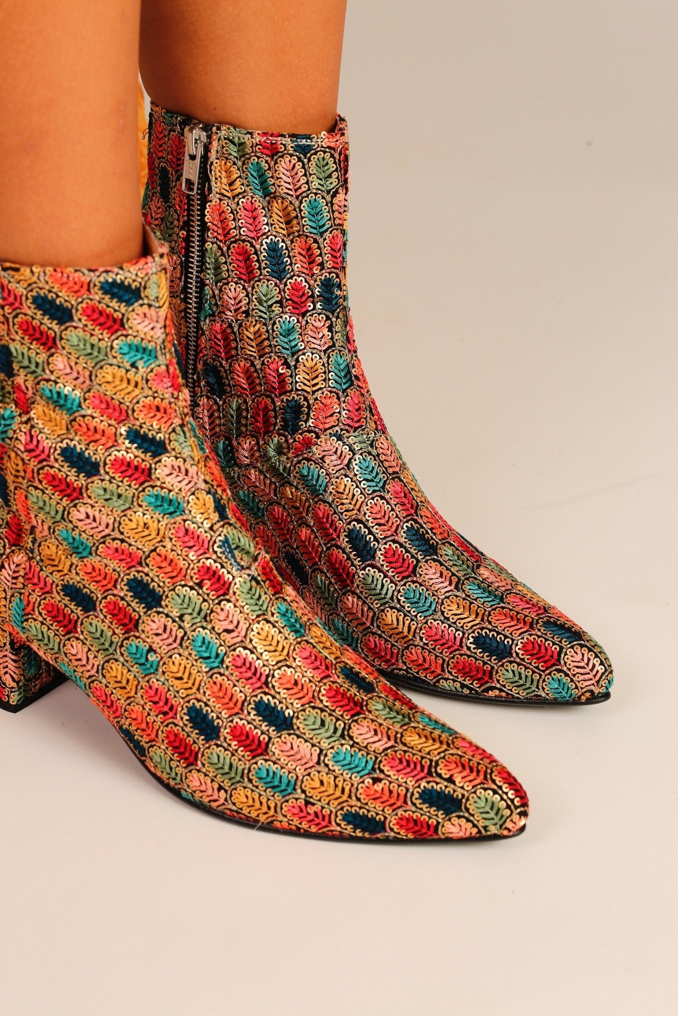 EMBROIDERED SILK BOOTS SHARON