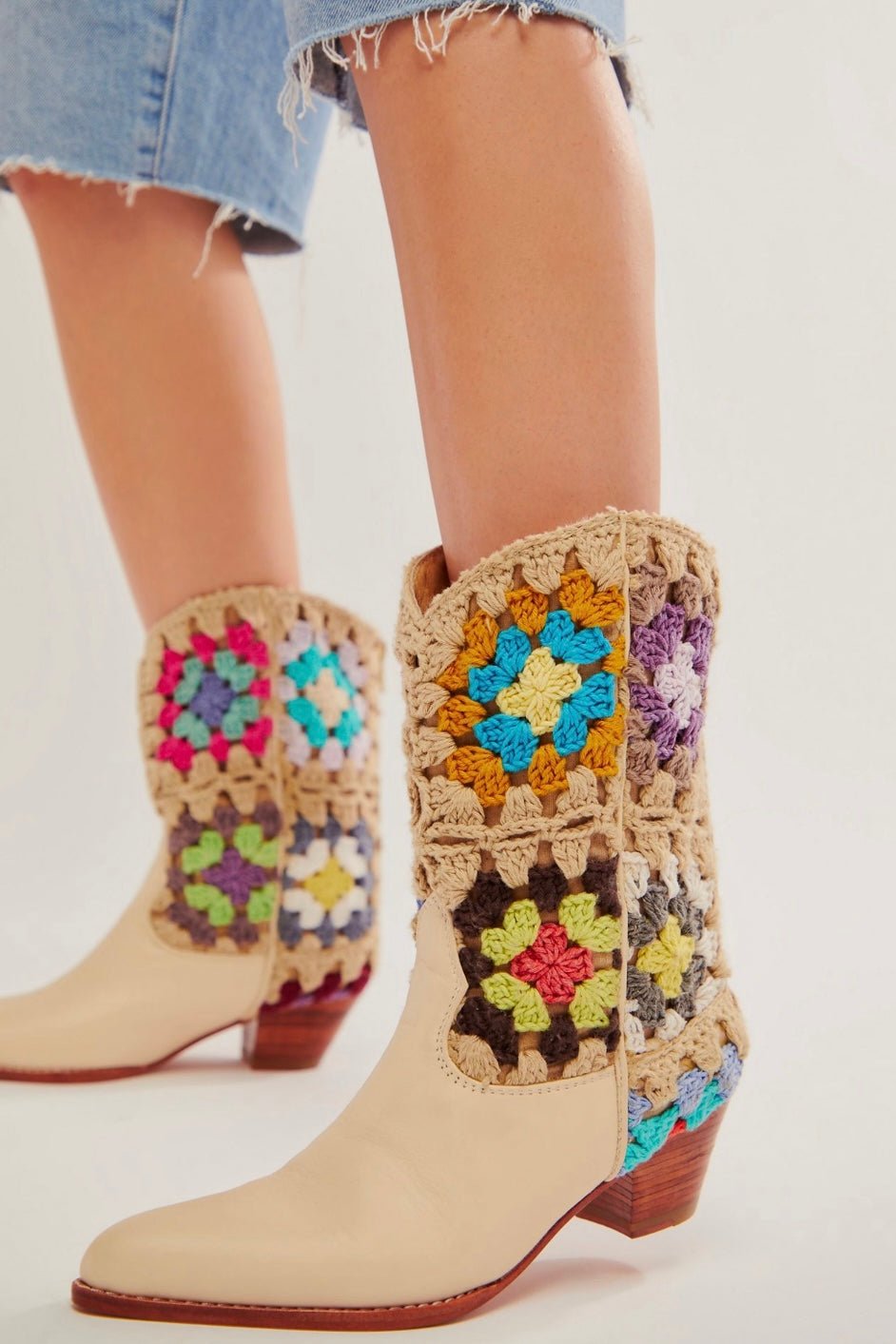 SELINA CROCHET WESTERN BOOTS - US 6 / EUR 36 / multi