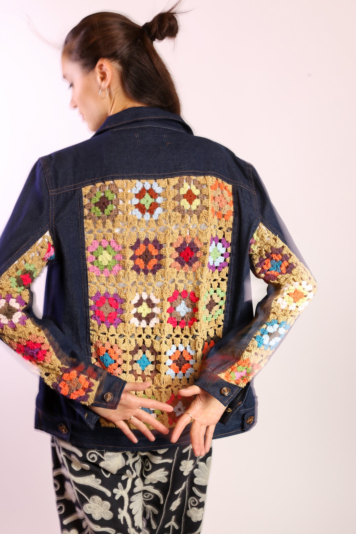 DENIM CROCHET DETAIL JACKET LORINS - small/medium