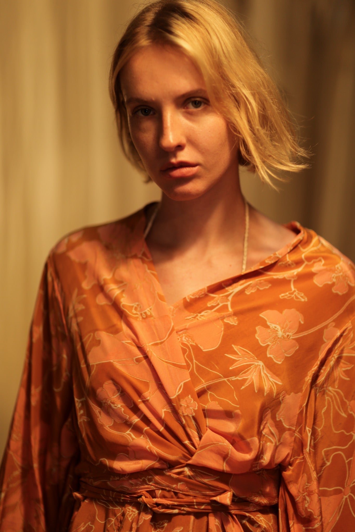 PINA SILK KIMONO ORANGE FLOWER
