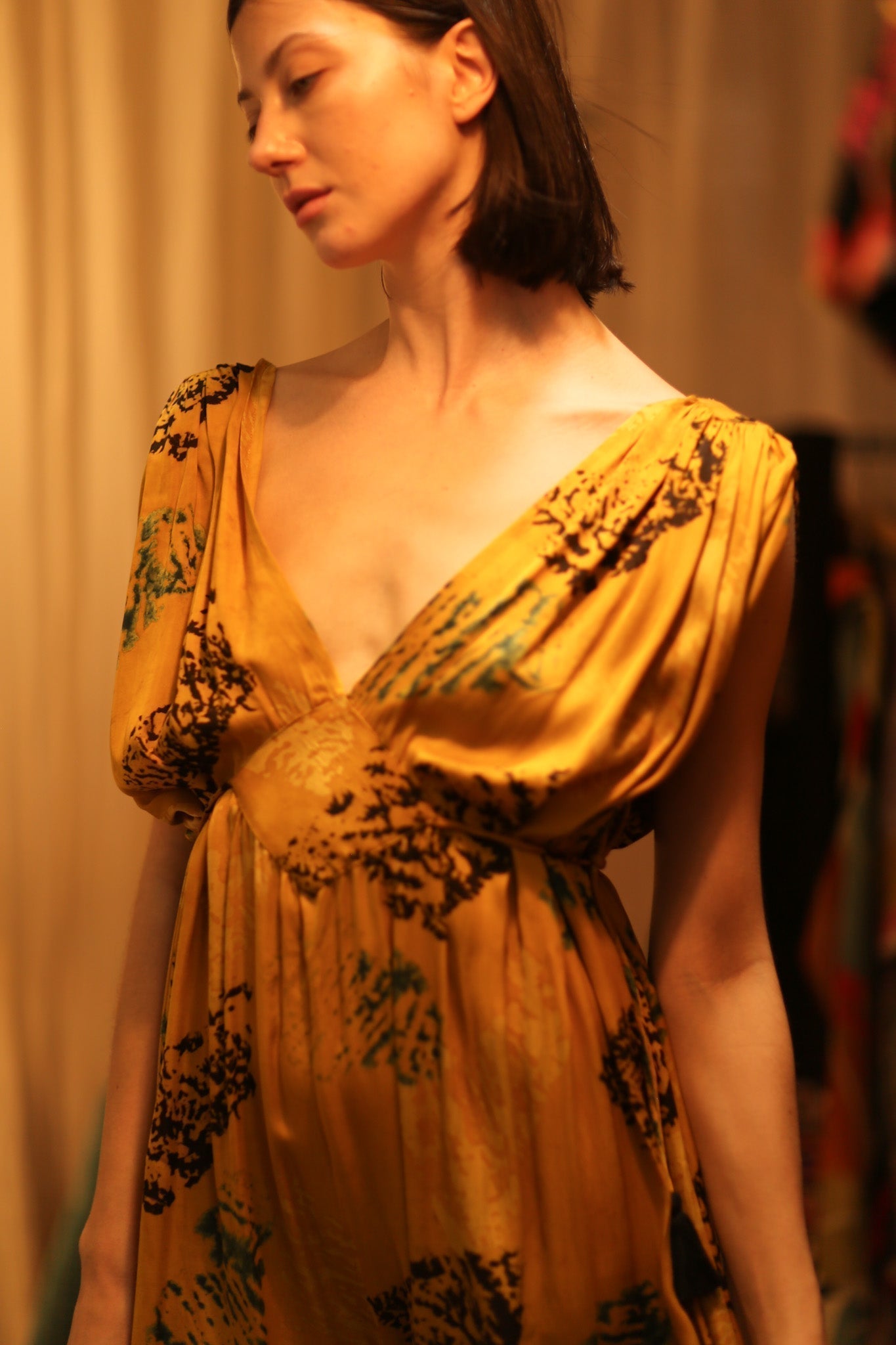 SILK DRESS VICTORIA YELLOW ARTIST