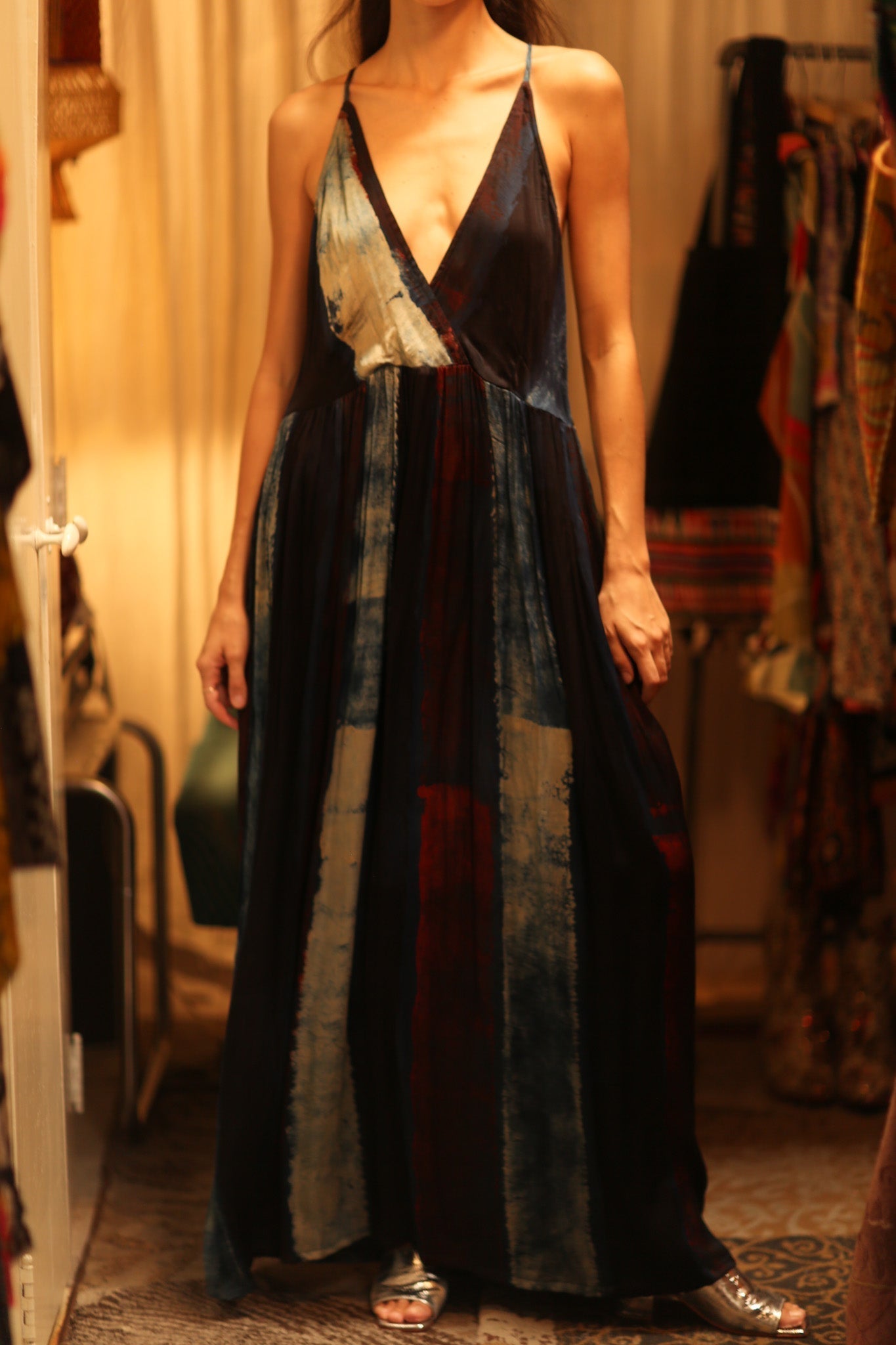 HAND BLOCK PRINT SILK DRESS LILY