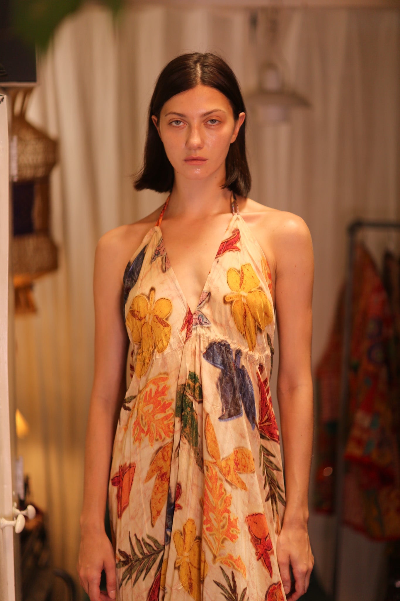 SILK DRESS HANNAH LEAF PRINT